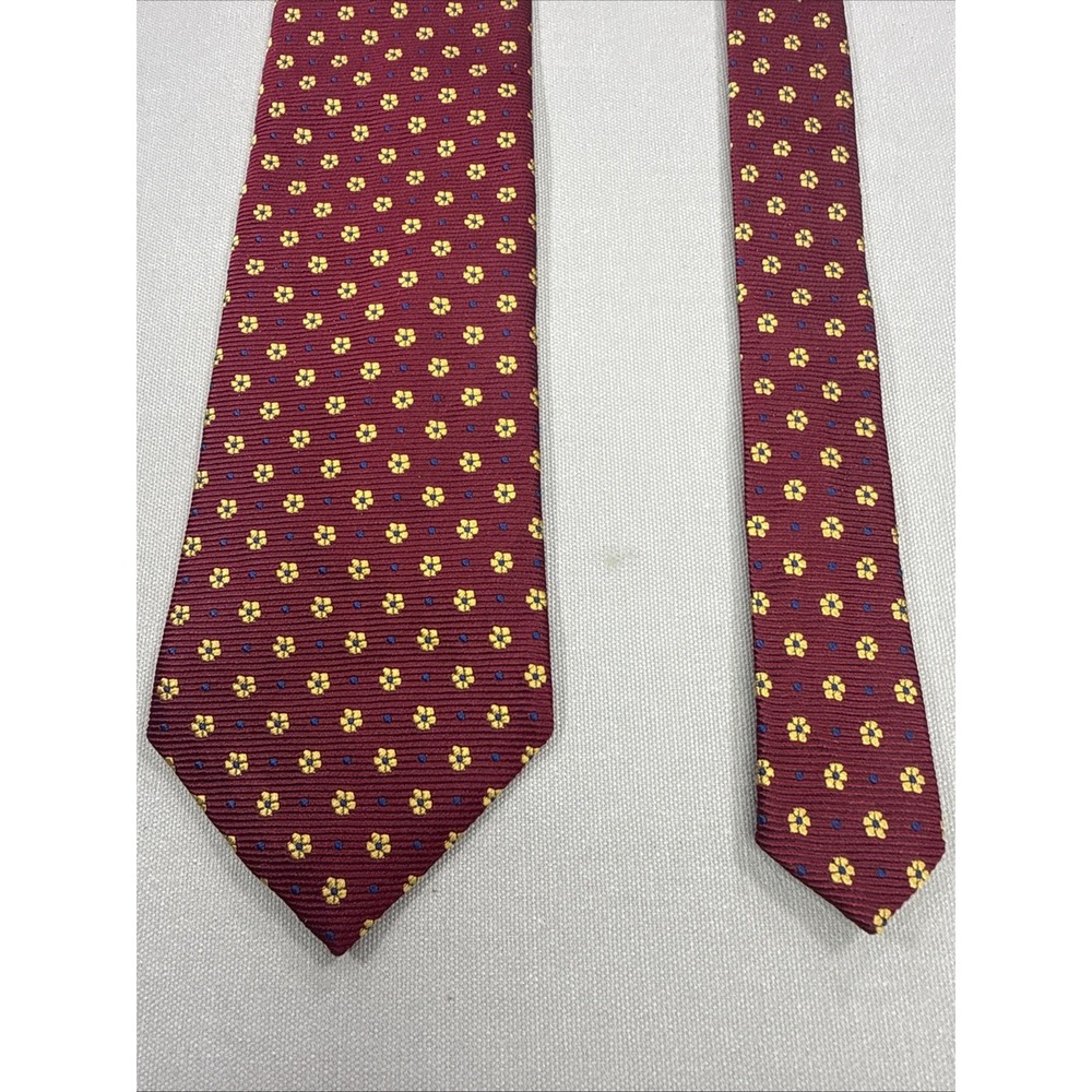 Brooks Brothers Makers Tie Men's Silk Red Yellow Floral Necktie USA Striped Dots